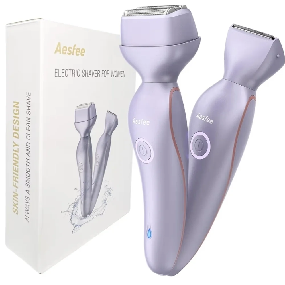 Aesfee 2-in-1 Electric Shaver for Women Bikini Trimmer Facial Razor Rechargeable